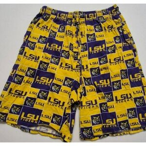 LSU Tigers men's purple/gold logo printed sleep shorts drawstring pajama sz. M